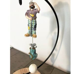 Clown Golf Ball Golfer Bag Hanging Figurine  Ornament Blue White Man Cave 7.5"